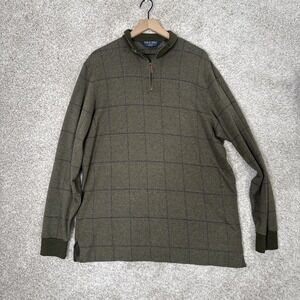POLO GOLF Size Large Mens 1/4‎ Zip Pima/Alpaca Green Houndstooth Windowpane RL